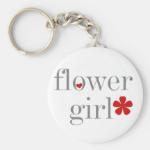 Gray Text Flower Girl Keychains