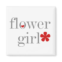 Gray Text Flower Girl Magnet