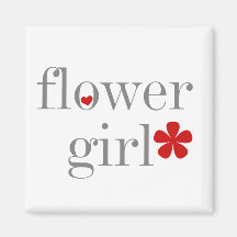 Gray Text Flower Girl Magnet