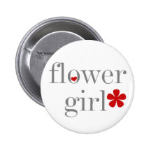 Gray Text Flower Girl Pin