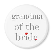 Gray Text Grandma of Bride Fridge Magnet