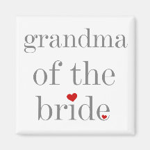 Gray Text Grandma of Bride Magnets