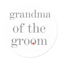 Gray Text Grandma of Groom Round Sticker