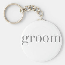 Gray Text Groom Key Chains