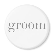 Gray Text Groom Refrigerator Magnet