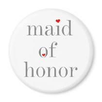 Gray Text Maid of Honor Refrigerator Magnet