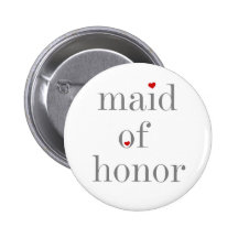 Gray Text Maid of Honor Pinback Button