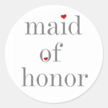 Gray Text Maid of Honor Round Stickers