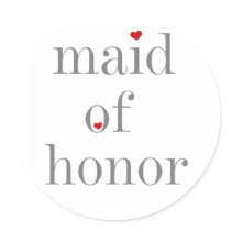 Gray Text Maid of Honor Round Stickers