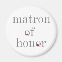 Gray Text Matron of Honor Refrigerator Magnets