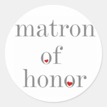 Gray Text Matron of Honor Sticker