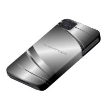 Gray Tones Stainless Steel Metalli Look- Monogram iPhone 4 Cases