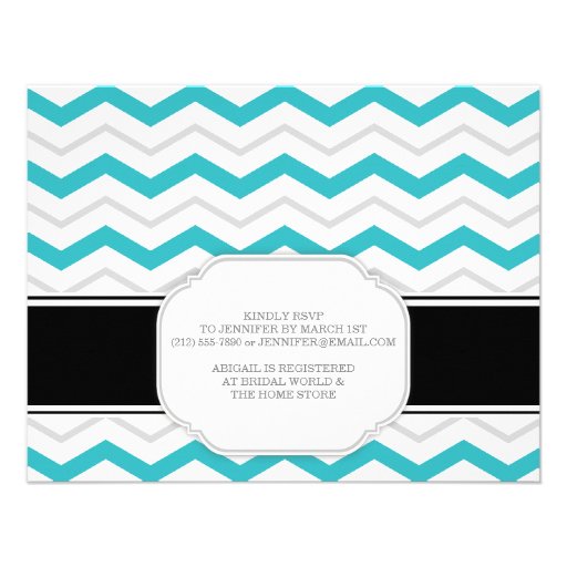 Gray & Turquoise Chevron Bridal Shower Invitations