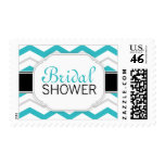Gray & Turquoise Chevron Bridal Shower Postage