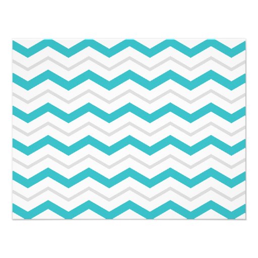 Gray & Turquoise Chevron Wedding Reception ONLY Personalized Announcement