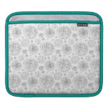Gray turquoise floral pattern delicate flowers sleeve for iPads