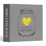 Gray vintage mason jar kitchen recipe binder book