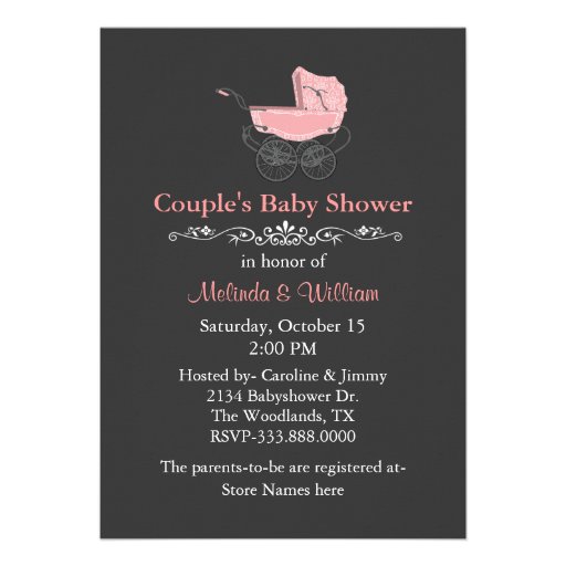 Gray Vintage Style Couple's Baby Shower Custom Announcements