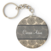 Gray Vintage Zinnia Keychain