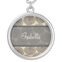 Gray Vintage Zinnia Necklace
