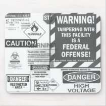 Gray Warning Sign Mousepad by homeruntilly Gray Warning Sign Mousepad