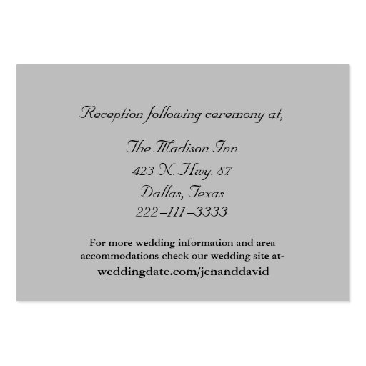 Gray Wedding enclosure cards Business Card (front side)