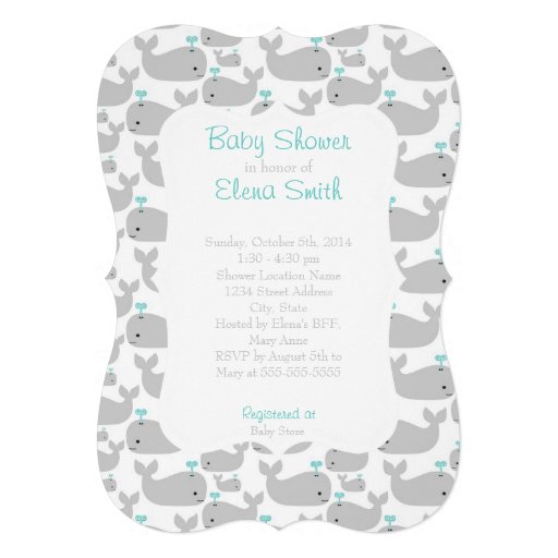 Gray Whale Baby Shower Custom Announcements