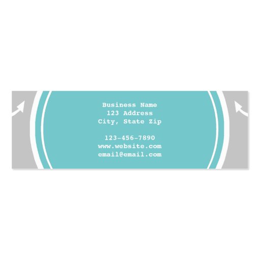 Gray White Anchors Pattern, Teal Monogram Business Card (back side)