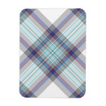 Gray, white, blue, red and green tartan rectangle magnets
