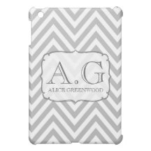 Gray & White Chevron Monogram IPAD Mini Cover