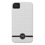 Gray white chevron monogram iphone 4 case