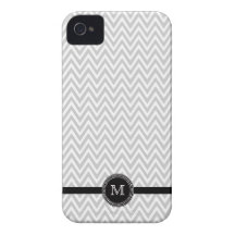 Gray white chevron monogram iphone 4 case
