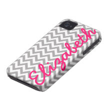 Gray White Chevron Pattern iPhone 4 Case-Mate Cases