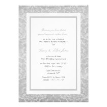 Gray & White Damask Wedding Anniversary Invitation invitations