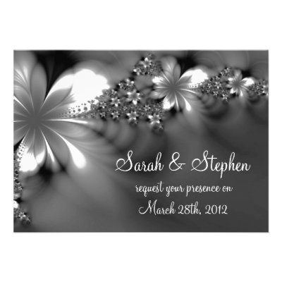 Gray white flower wedding invitation
