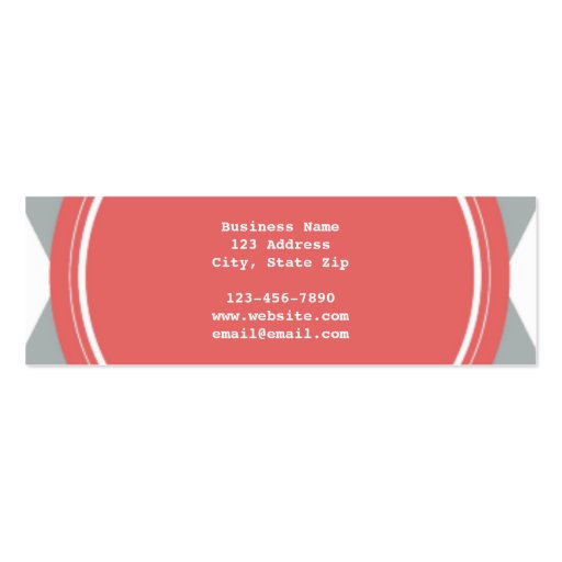 Gray White Harlequin Pattern, Coral Monogram Business Card Template (back side)