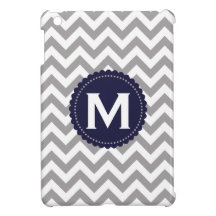 Gray White Monogram Chevron Pattern Cover For The iPad Mini