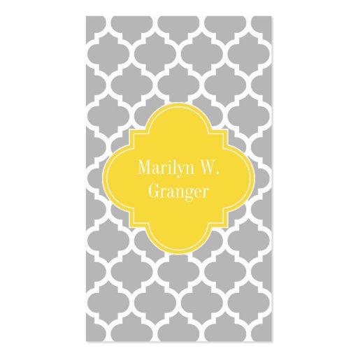 Gray White Moroccan #5 Pineapple Name Monogram Business Card Template (back side)