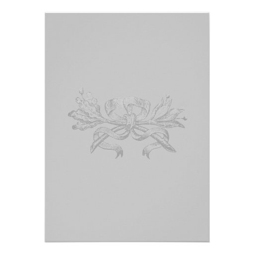 Gray White Vintage Oak Laurel Wedding Invitation