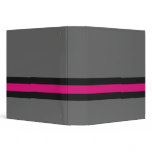 Gray with Pink and Black Stripes 3 Ring Binder