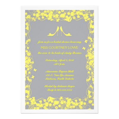 Gray with Yellow Heels Bridal Shower Invitation