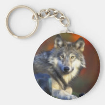 Gray Wolf, Endangered Species Digital Photography Keychain