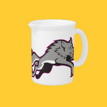 Gray Wolf Wild Dog Jumping Attacking pitchers