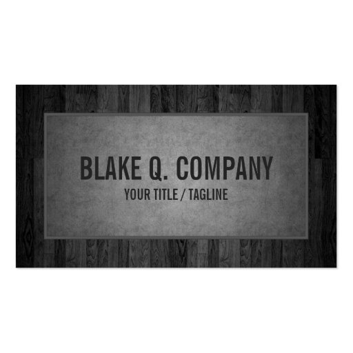Gray Wood Grain and Suede Look Business Card (front side)