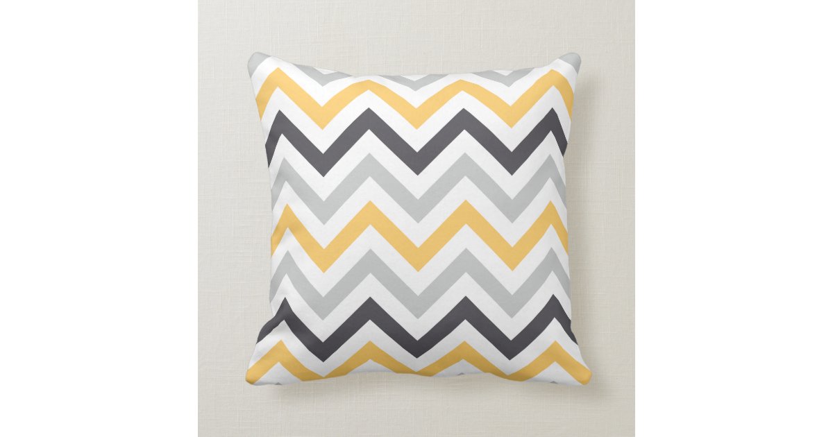 Gray Yellow & Black Chevron Pattern Throw Pillows Zazzle