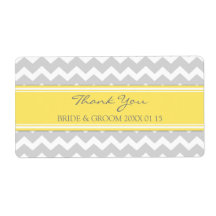 Gray Yellow Chevron Wedding Labels