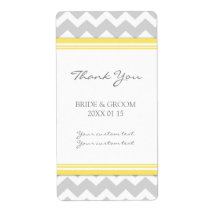 Gray Yellow Chevron Wedding Labels