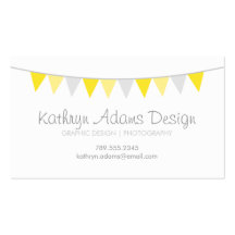 Gray & Yellow Modern Bunting Business Card Template