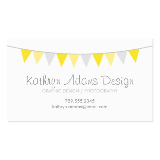 Gray & Yellow Modern Bunting Business Card Template (front side)