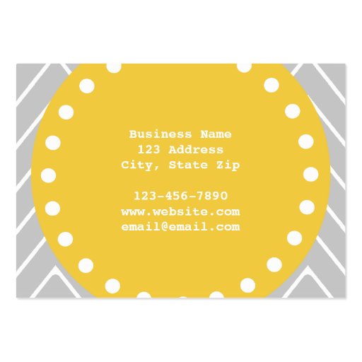 Gray & Yellow Modern Chevron Custom Monogram Business Card Template (back side)